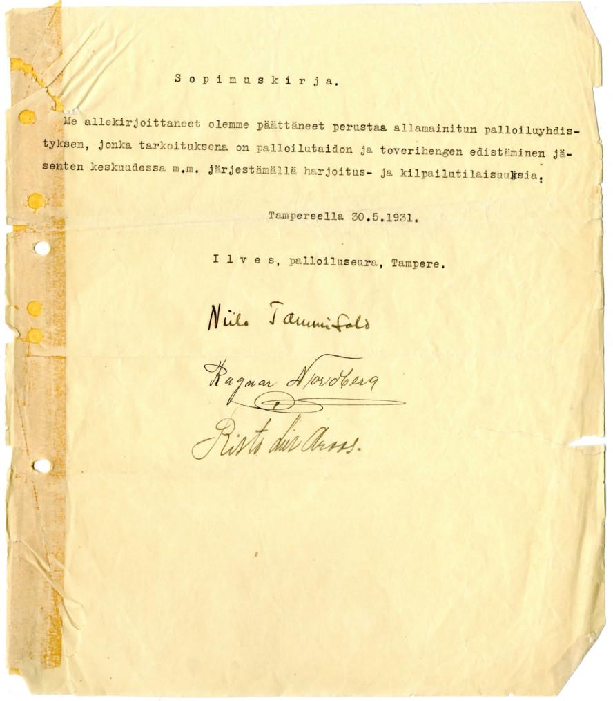 Ilves perustamiskirja 30.5.1931 1